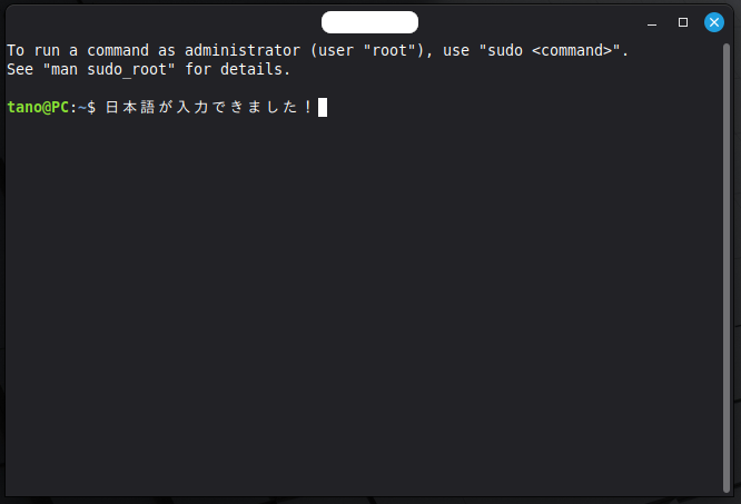 日本語が入力できました！