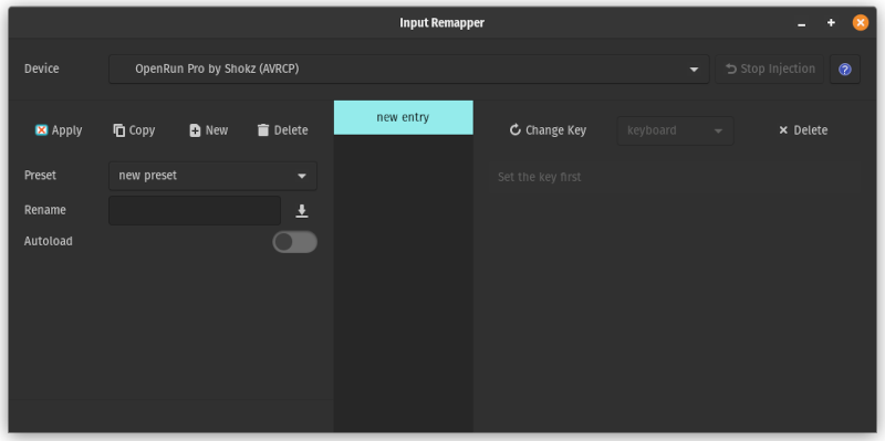 InputRemapperの起動時の画像