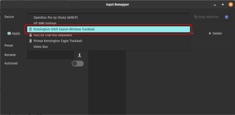 デバイスの選択