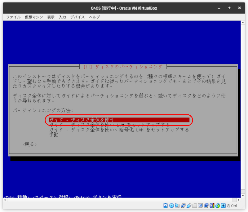「ディスク全体を使う」を選択
