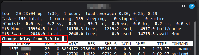 「Change delay from 3.0 to」が表示されたところ